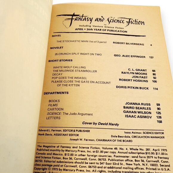 The Magazine of Fantasy & Science Fiction F&SF April 1975 Richard Cowper Asimov - Picture 3 of 5